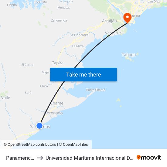 Panamericana, 9-240 to Universidad Marítima Internacional De Panamá (Umip) Edif. 1033 map