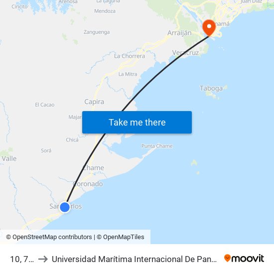 10, 76-10 to Universidad Marítima Internacional De Panamá (Umip) Edif. 1033 map