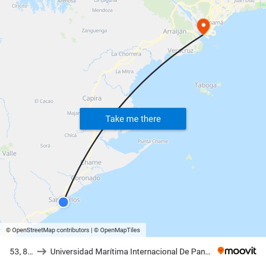 53, 81-53 to Universidad Marítima Internacional De Panamá (Umip) Edif. 1033 map