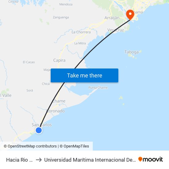 Hacia Rio Mar, 9-25 to Universidad Marítima Internacional De Panamá (Umip) Edif. 1033 map