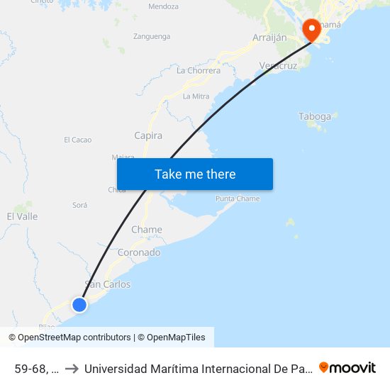 59-68, 59-68 to Universidad Marítima Internacional De Panamá (Umip) Edif. 1033 map