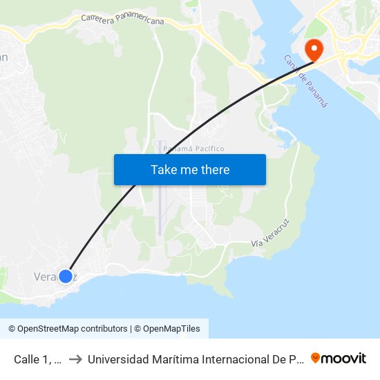 Calle 1, 243-68 to Universidad Marítima Internacional De Panamá (Umip) Edif. 1033 map
