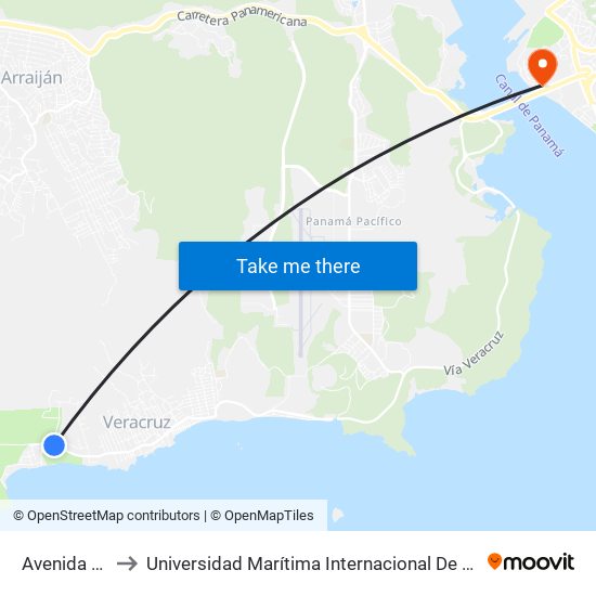 Avenida B, 299-5 to Universidad Marítima Internacional De Panamá (Umip) Edif. 1033 map