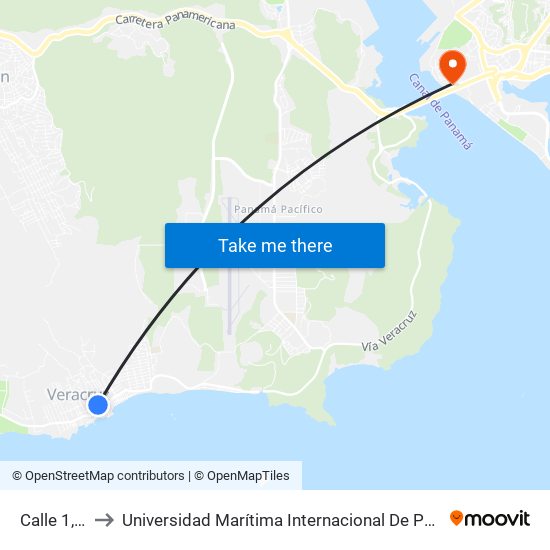 Calle 1, 278-8 to Universidad Marítima Internacional De Panamá (Umip) Edif. 1033 map