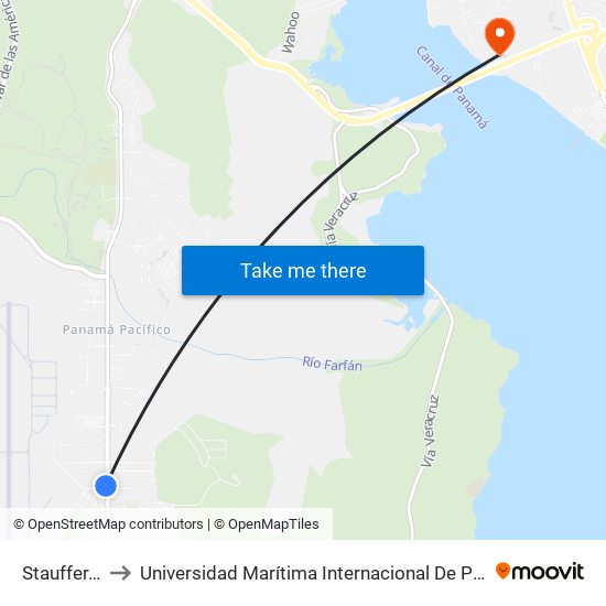Stauffer, 112-2 to Universidad Marítima Internacional De Panamá (Umip) Edif. 1033 map