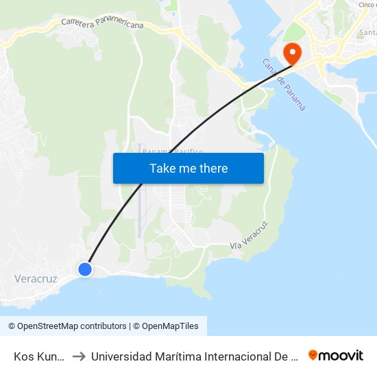 Kos Kuna, 231-4 to Universidad Marítima Internacional De Panamá (Umip) Edif. 1033 map