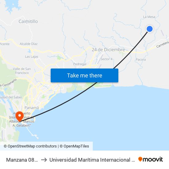 Manzana 080818, 4-315 to Universidad Marítima Internacional De Panamá (Umip) Edif. 1033 map