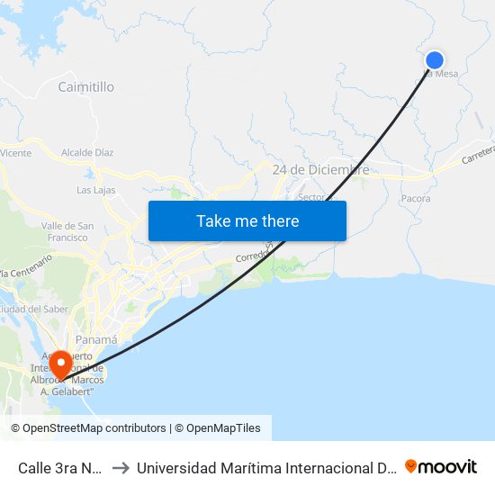 Calle 3ra Norte, 17-15 to Universidad Marítima Internacional De Panamá (Umip) Edif. 1033 map