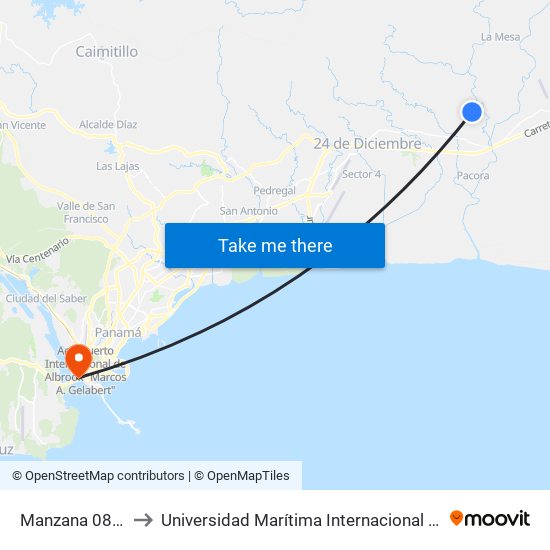 Manzana 080817, 117-1 to Universidad Marítima Internacional De Panamá (Umip) Edif. 1033 map