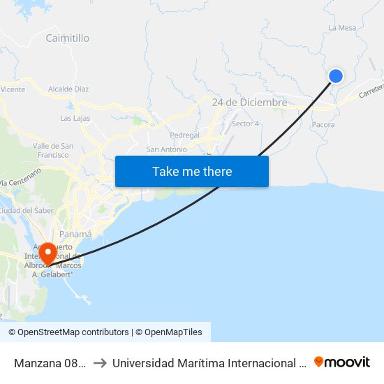 Manzana 080818, 4-227 to Universidad Marítima Internacional De Panamá (Umip) Edif. 1033 map