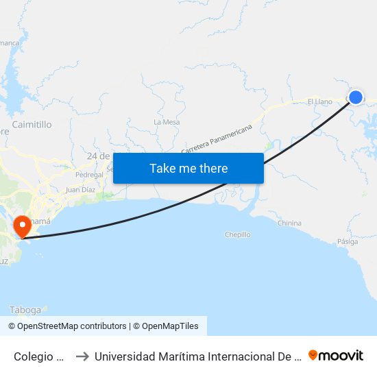 Colegio Barahona to Universidad Marítima Internacional De Panamá (Umip) Edif. 1033 map