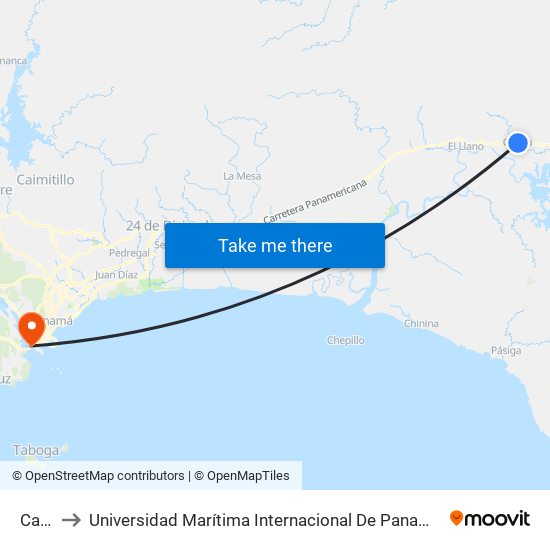 Cañita to Universidad Marítima Internacional De Panamá (Umip) Edif. 1033 map