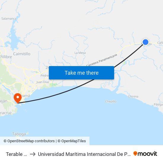 Terable (Norte) to Universidad Marítima Internacional De Panamá (Umip) Edif. 1033 map