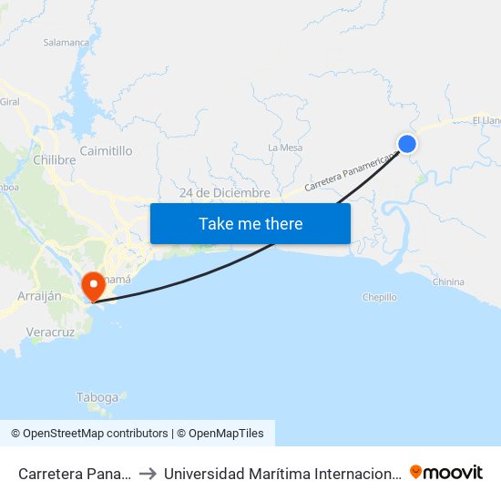 Carretera Panamericana, 1-890 to Universidad Marítima Internacional De Panamá (Umip) Edif. 1033 map