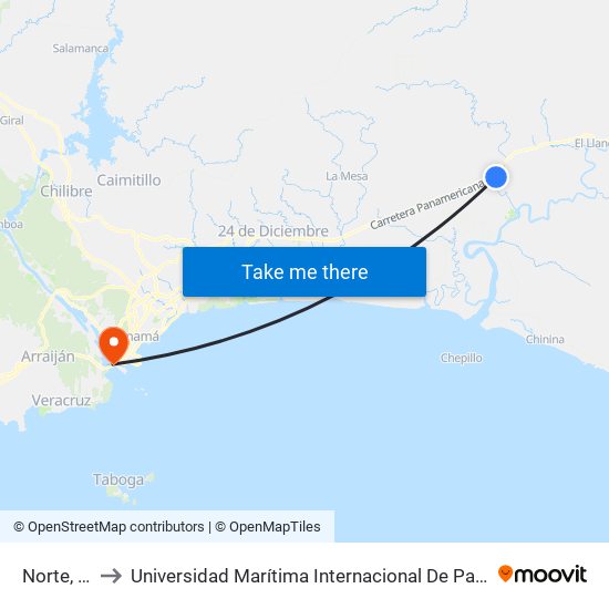 Norte, 32-26 to Universidad Marítima Internacional De Panamá (Umip) Edif. 1033 map
