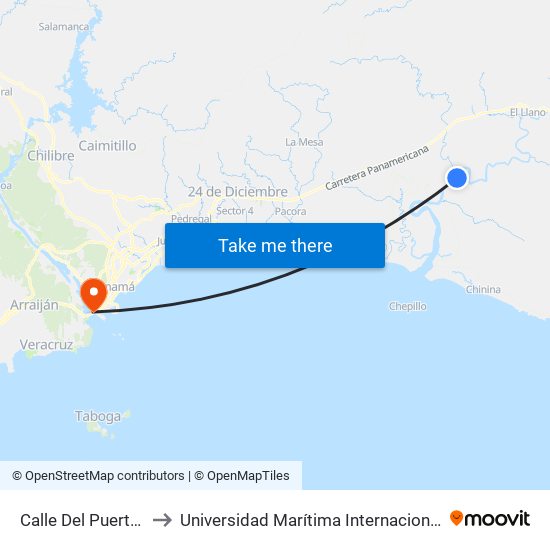 Calle Del Puerto Coquira, 3-576 to Universidad Marítima Internacional De Panamá (Umip) Edif. 1033 map