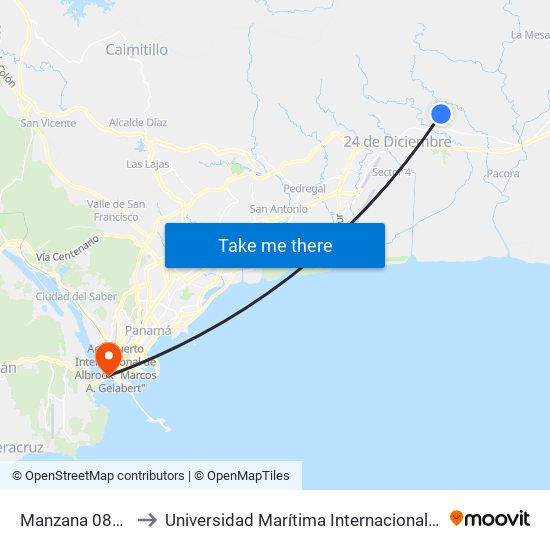 Manzana 080817, 2-4221 to Universidad Marítima Internacional De Panamá (Umip) Edif. 1033 map