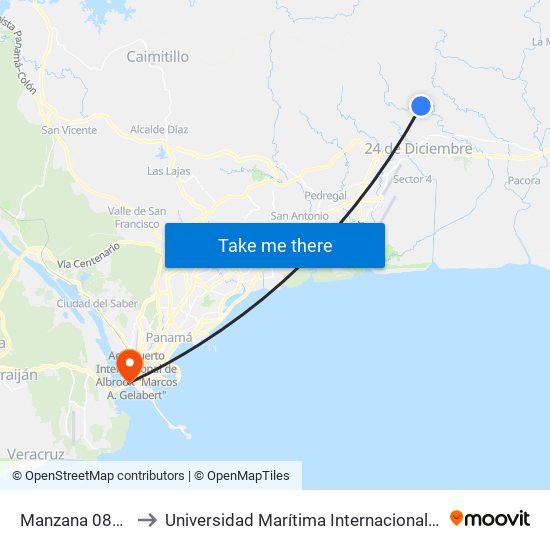 Manzana 080817, 2-3814 to Universidad Marítima Internacional De Panamá (Umip) Edif. 1033 map