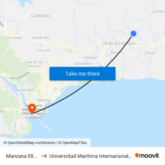 Manzana 080817, 2-2611 to Universidad Marítima Internacional De Panamá (Umip) Edif. 1033 map