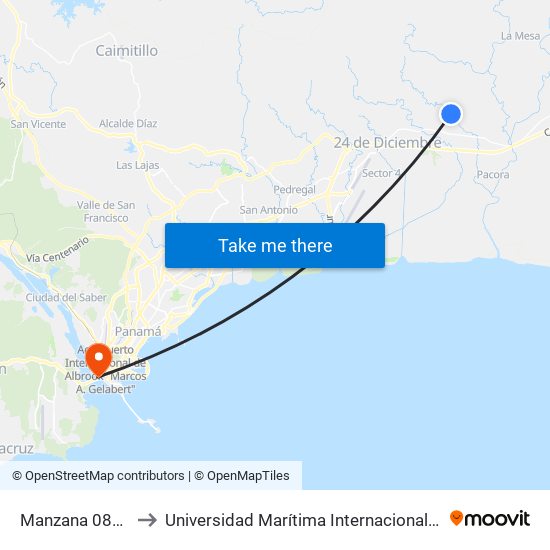 Manzana 080817, 2-2011 to Universidad Marítima Internacional De Panamá (Umip) Edif. 1033 map