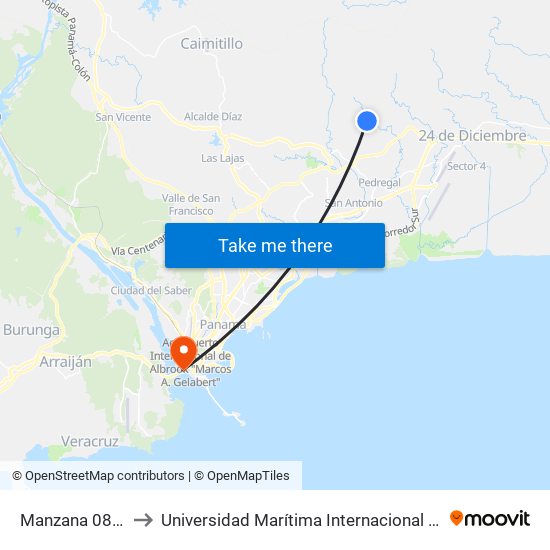 Manzana 080813, 11-11 to Universidad Marítima Internacional De Panamá (Umip) Edif. 1033 map
