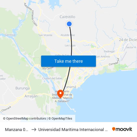 Manzana 080815, 258 to Universidad Marítima Internacional De Panamá (Umip) Edif. 1033 map