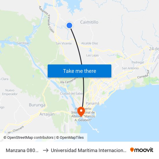 Manzana 080815, 114980-02 to Universidad Marítima Internacional De Panamá (Umip) Edif. 1033 map