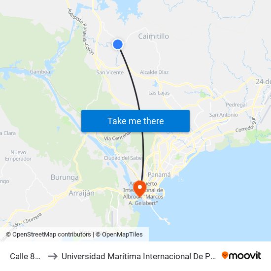 Calle 823, 823 to Universidad Marítima Internacional De Panamá (Umip) Edif. 1033 map
