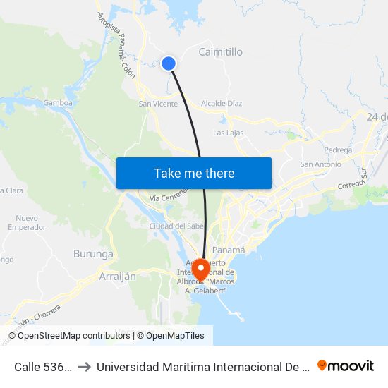 Calle 536, 536-02 to Universidad Marítima Internacional De Panamá (Umip) Edif. 1033 map