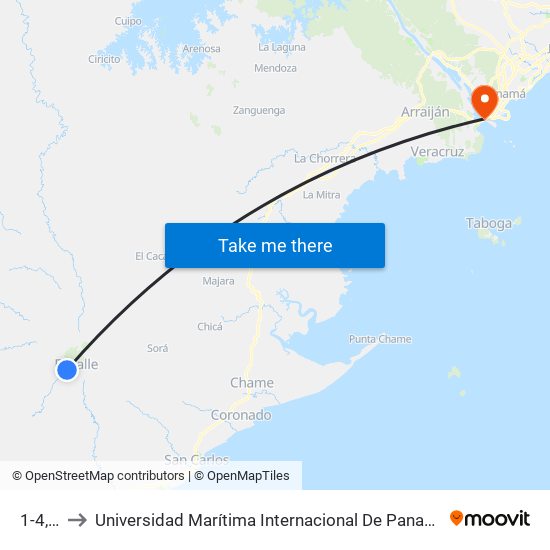 1-4, 1-4 to Universidad Marítima Internacional De Panamá (Umip) Edif. 1033 map