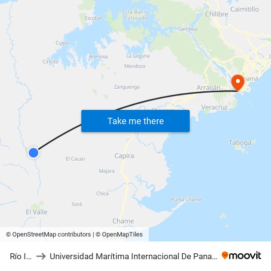 Río Indio to Universidad Marítima Internacional De Panamá (Umip) Edif. 1033 map
