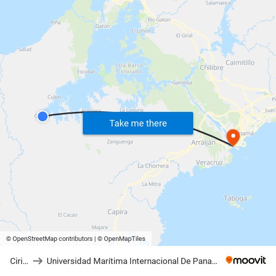 Ciricito to Universidad Marítima Internacional De Panamá (Umip) Edif. 1033 map