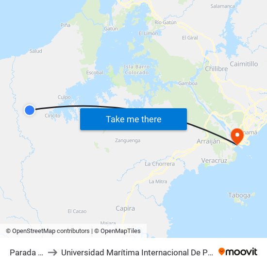 Parada De Bus to Universidad Marítima Internacional De Panamá (Umip) Edif. 1033 map