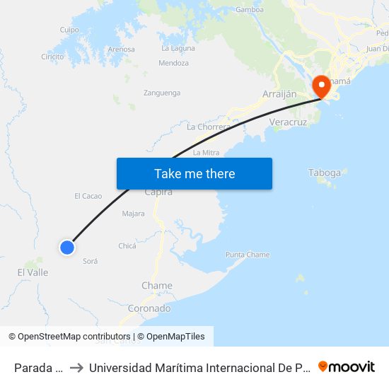 Parada De Bus to Universidad Marítima Internacional De Panamá (Umip) Edif. 1033 map