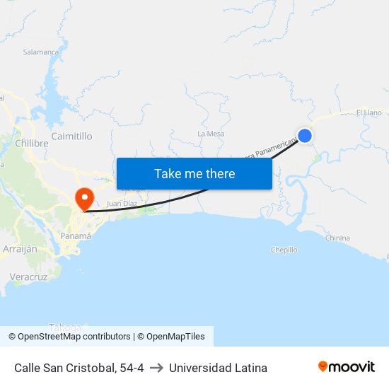 Calle San Cristobal, 54-4 to Universidad Latina map