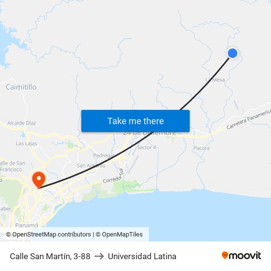 Calle San Martín, 3-88 to Universidad Latina map