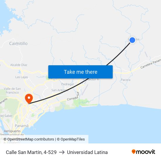 Calle San Martín, 4-529 to Universidad Latina map