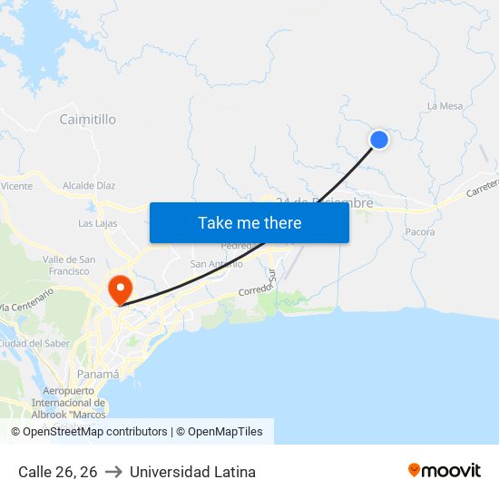 Calle 26, 26 to Universidad Latina map