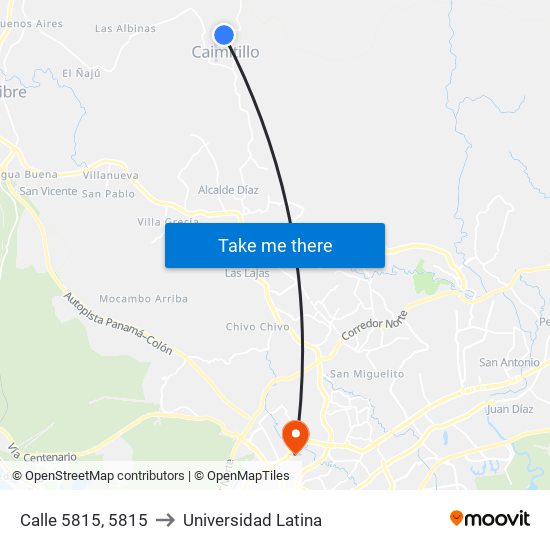 Calle 5815, 5815 to Universidad Latina map