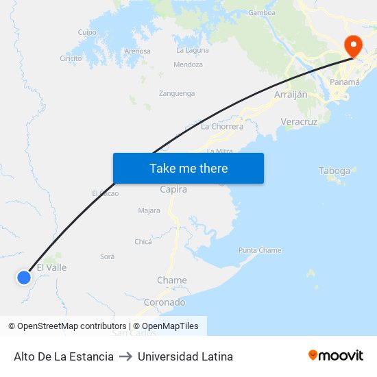 Alto De La Estancia to Universidad Latina map