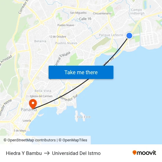 Hiedra Y Bambu to Universidad Del Istmo map