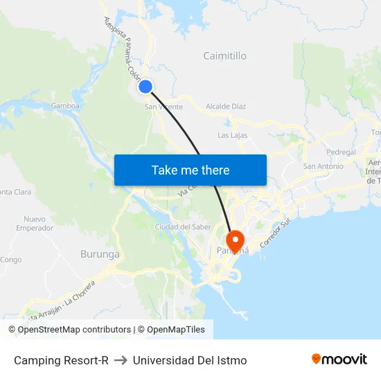 Camping Resort-R to Universidad Del Istmo map