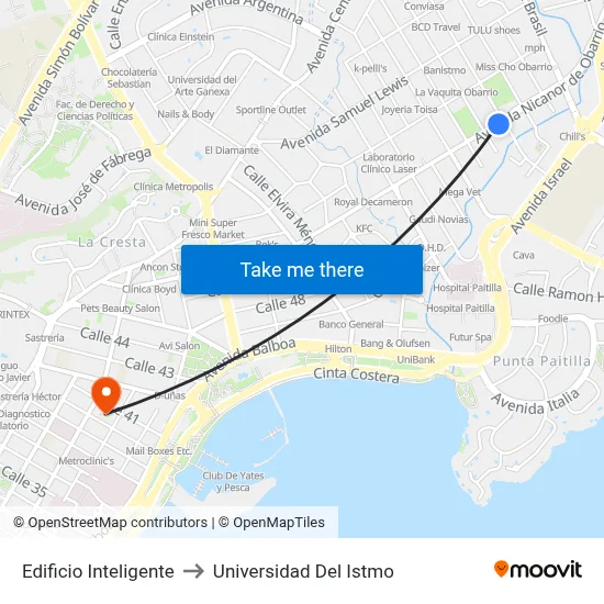 Edificio Inteligente to Universidad Del Istmo map