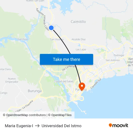 Maria Eugenia-I to Universidad Del Istmo map