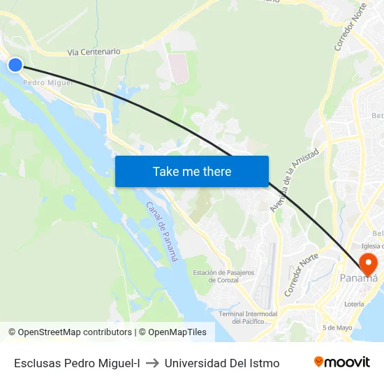Esclusas Pedro Miguel-I to Universidad Del Istmo map