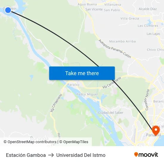 Estación Gamboa to Universidad Del Istmo map
