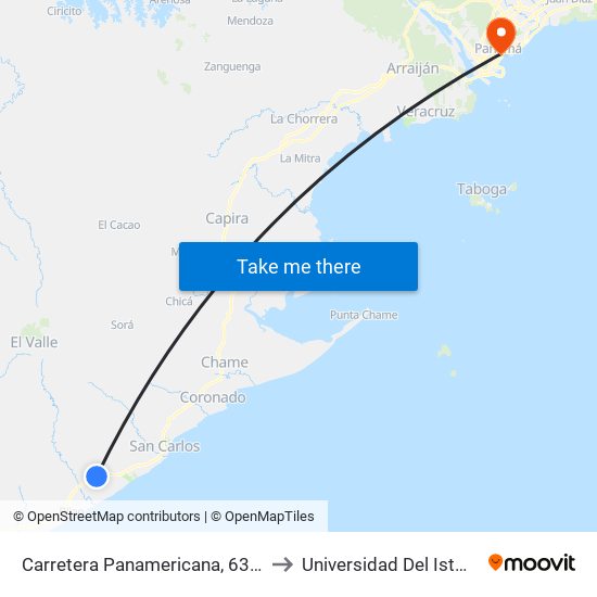 Carretera Panamericana, 63-1 to Universidad Del Istmo map