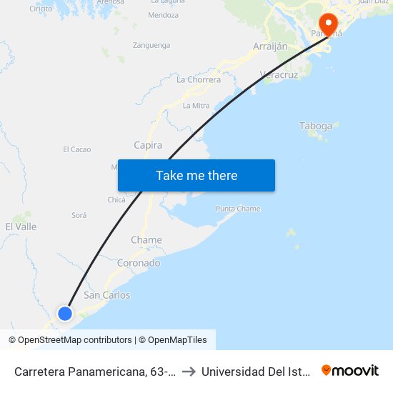 Carretera Panamericana, 63-19 to Universidad Del Istmo map