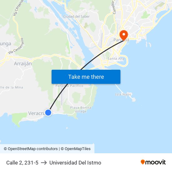 Calle 2, 231-5 to Universidad Del Istmo map