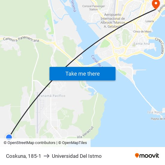 Coskuna, 185-1 to Universidad Del Istmo map